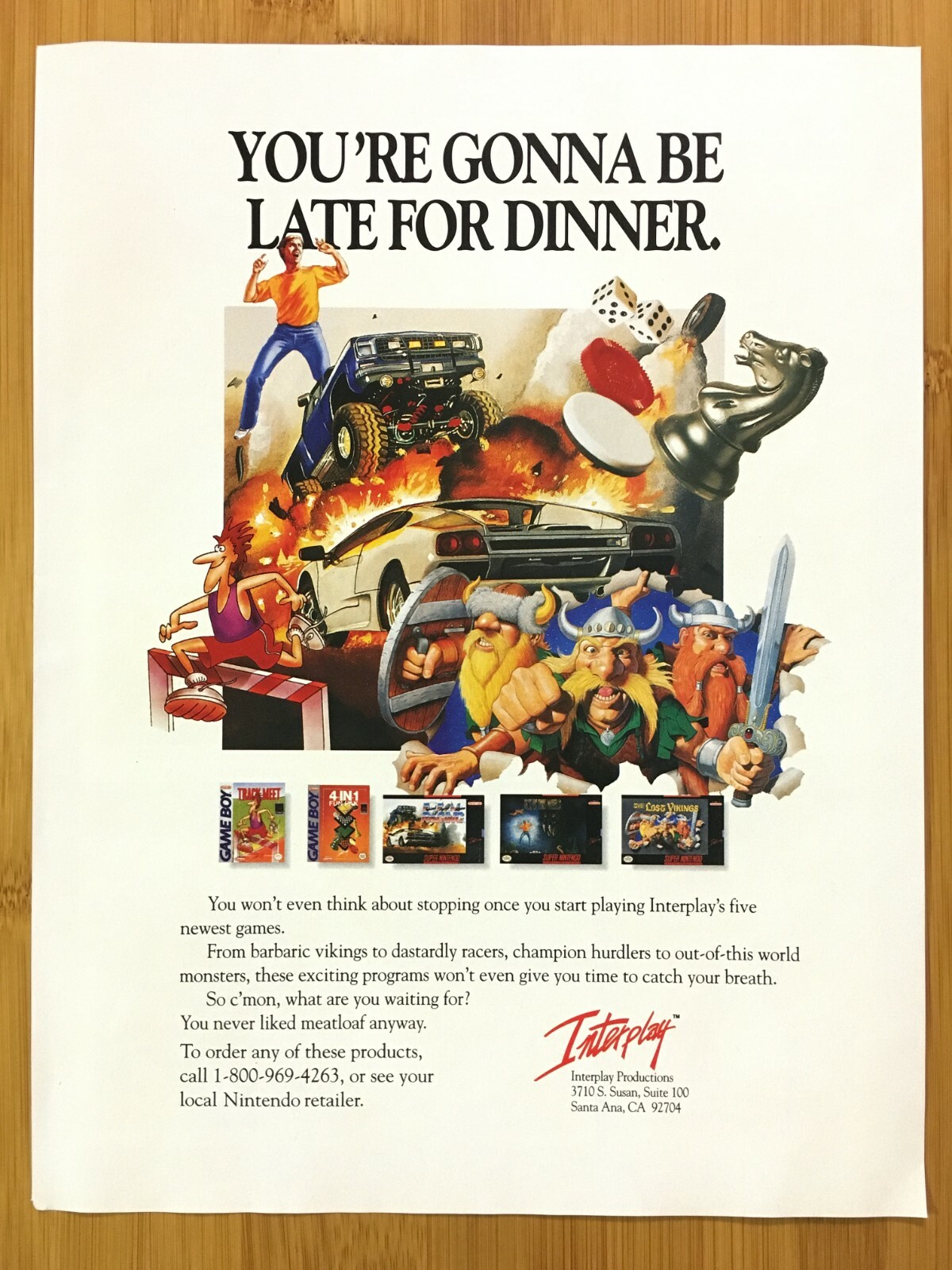 1992 INTERPLAY Games Print Ad/Poster Lost Vikings Out of This World SNES Pop Art