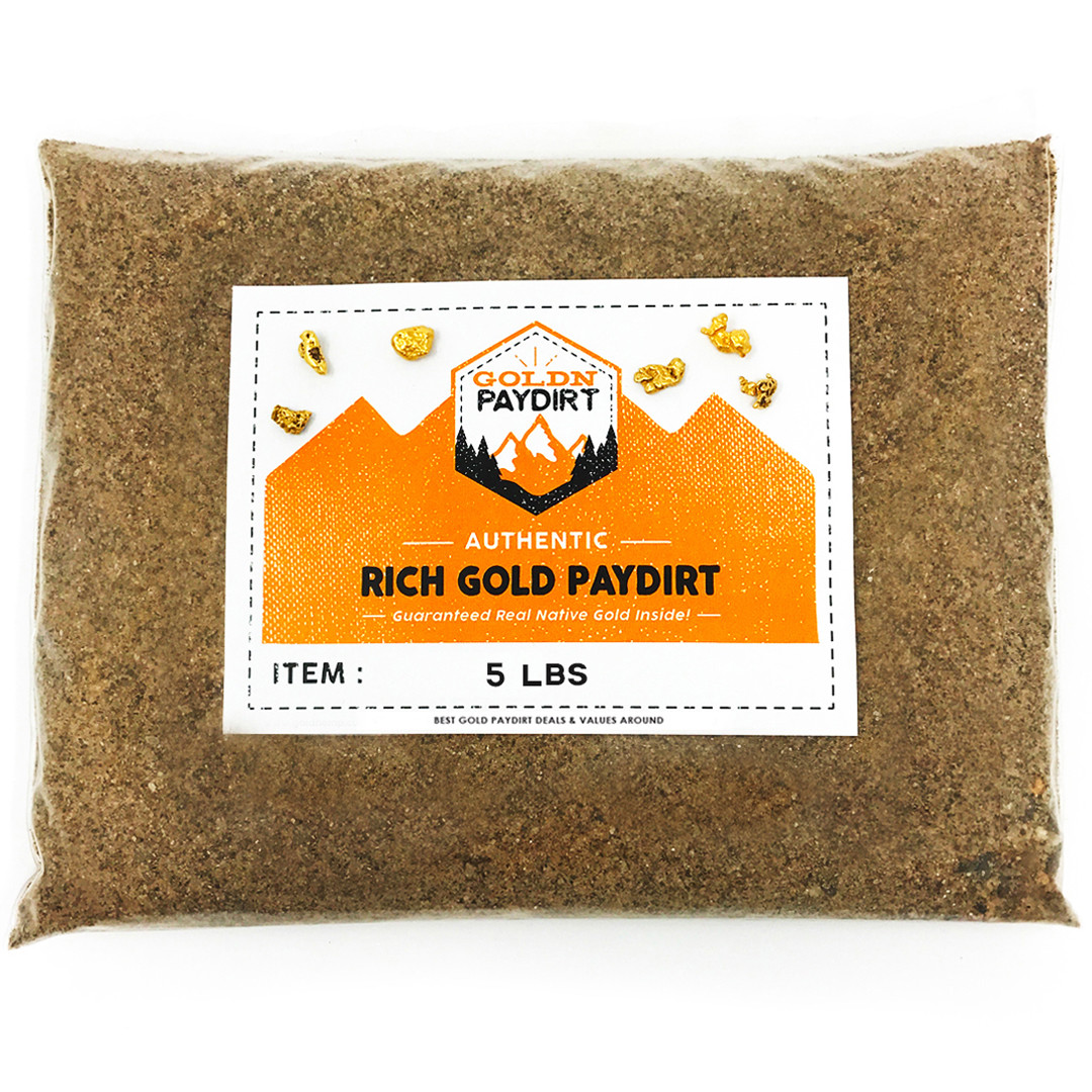 5 lb Gold Paydirt Unsearched and Gold Added Panning Flake Nugget