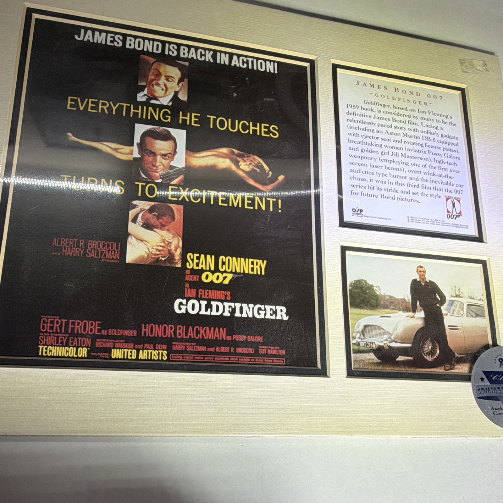 O.S.P. Publishing James Bond 007 Goldfinger Framed Print Set COA 16x20 1995
