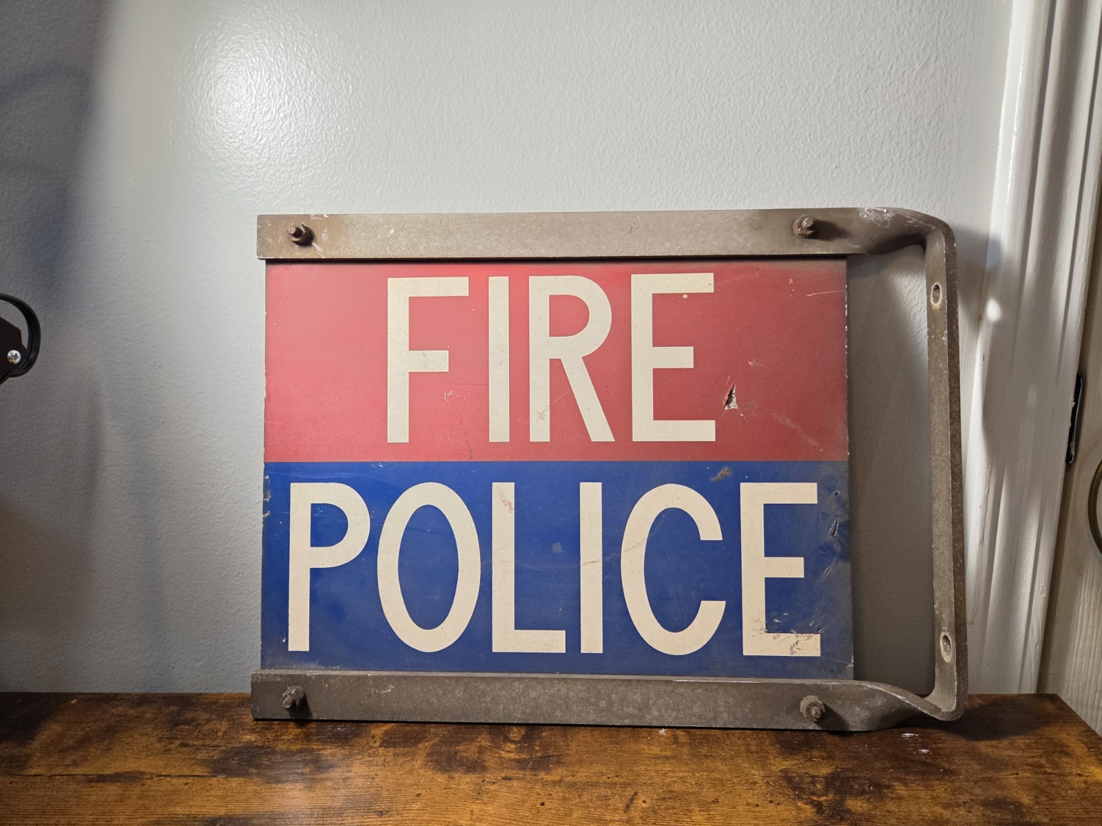 VTG Police Fire Double Sided Architectural Salvage Metal Sign | Man Cave Appvd