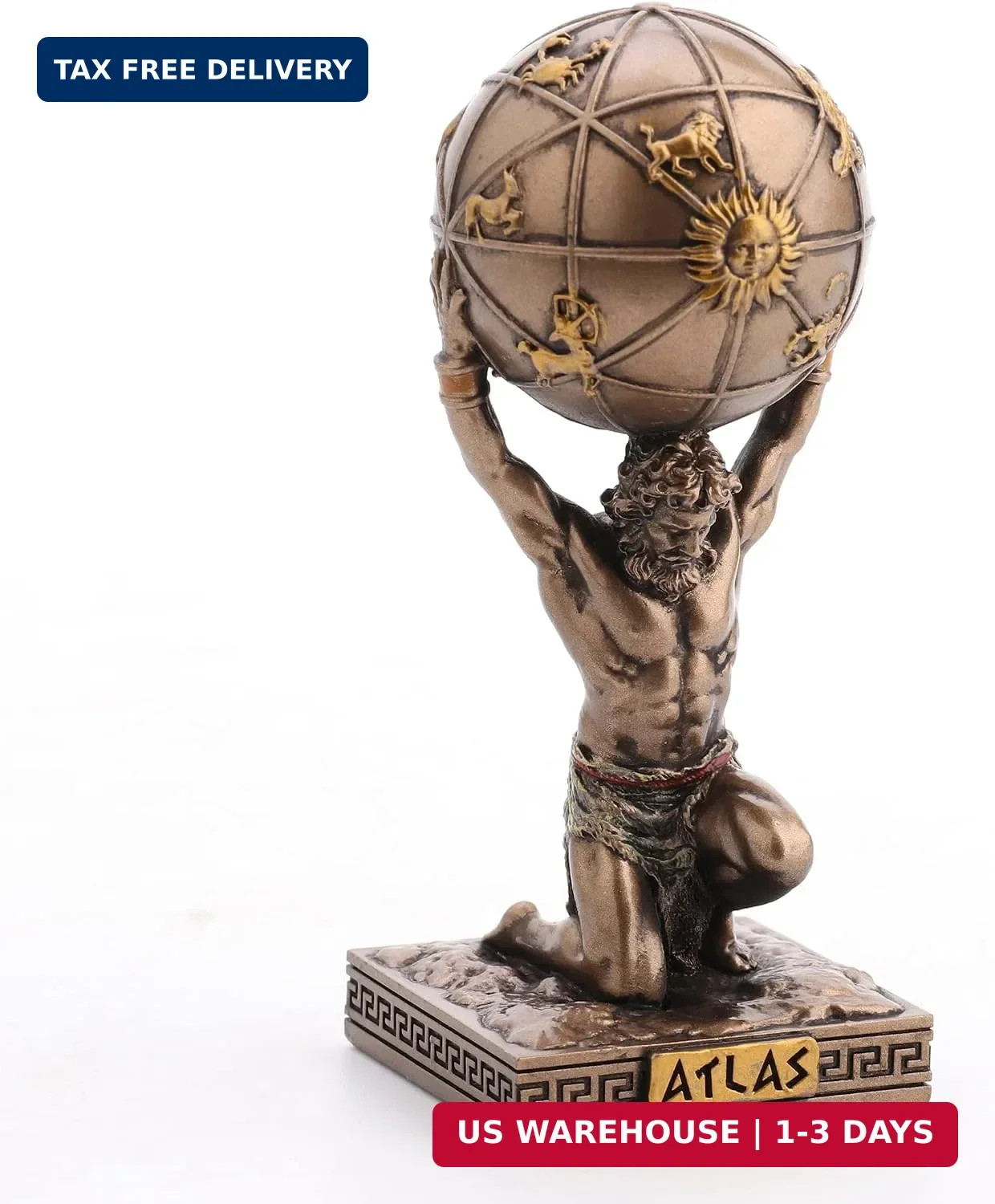 Veronese Design Atlas Greek Titan Figurine - Hand Painted Bronze Resin Miniature