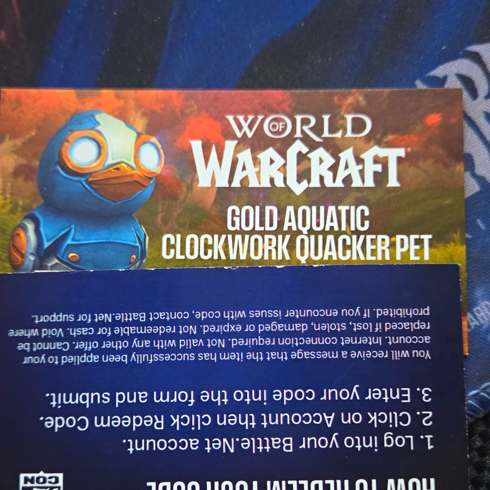 Blizzard World of Warcraft Trading Card Gold Aquatic Clockwork Quacker Pet