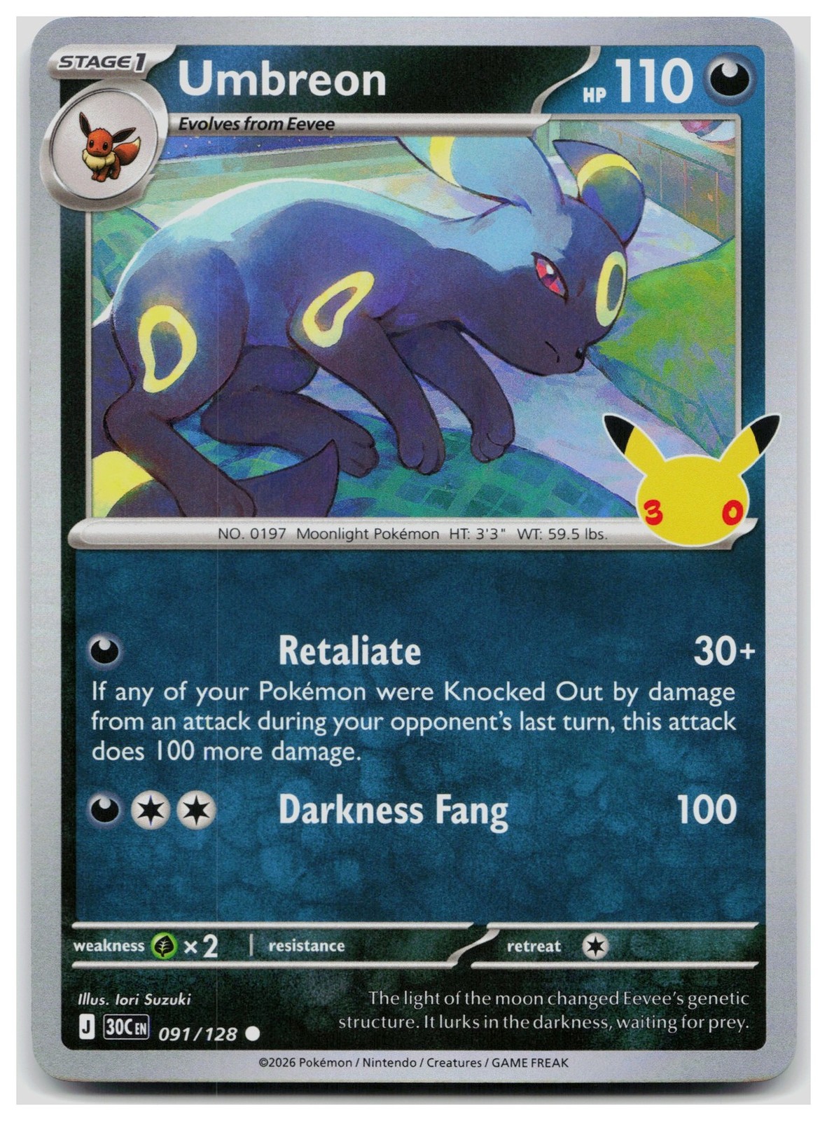 Umbreon 091/128 ME: 30th Celebration Common