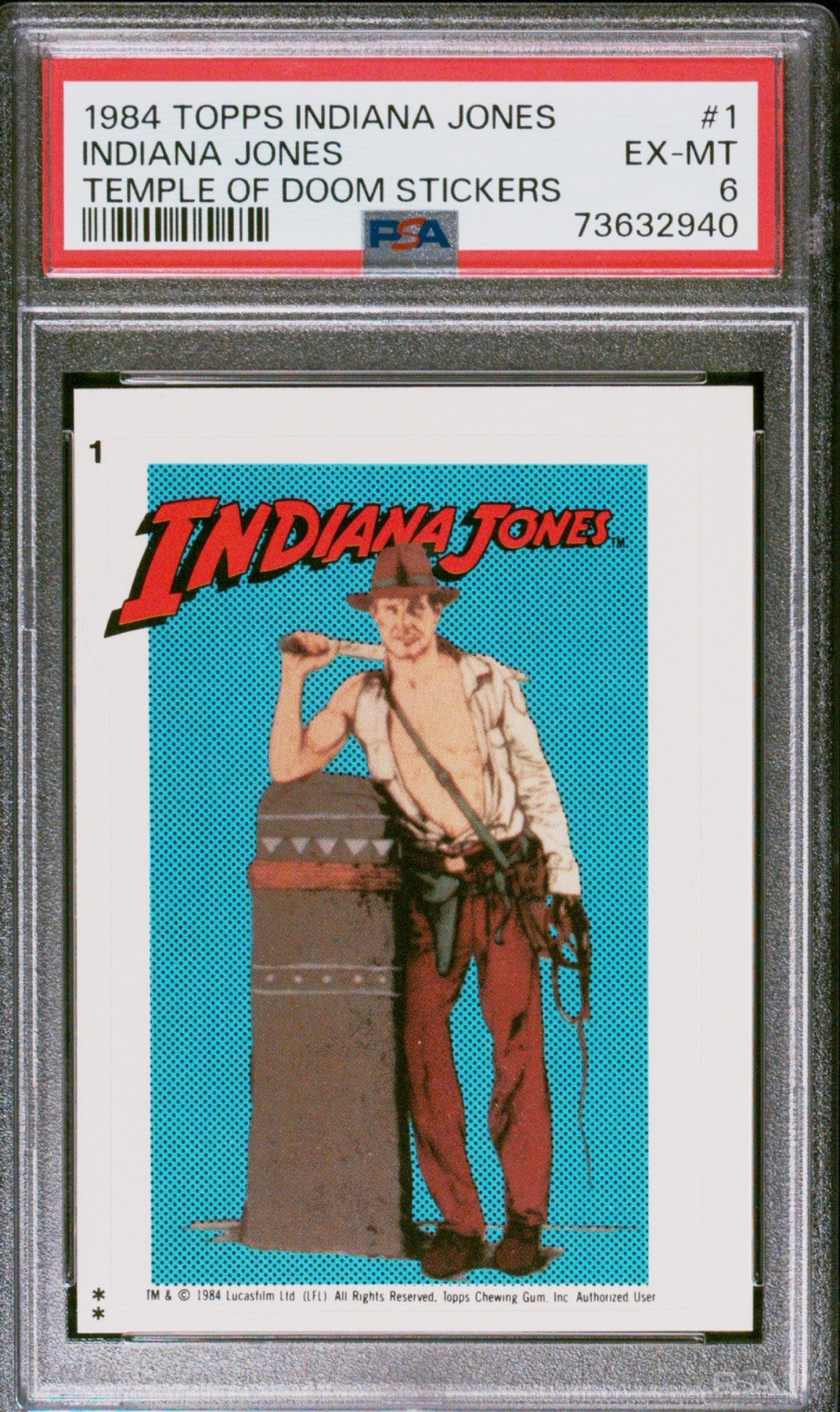 1984 Topps Indiana Jones Temple of Doom Sticker Card #1 PSA 6 