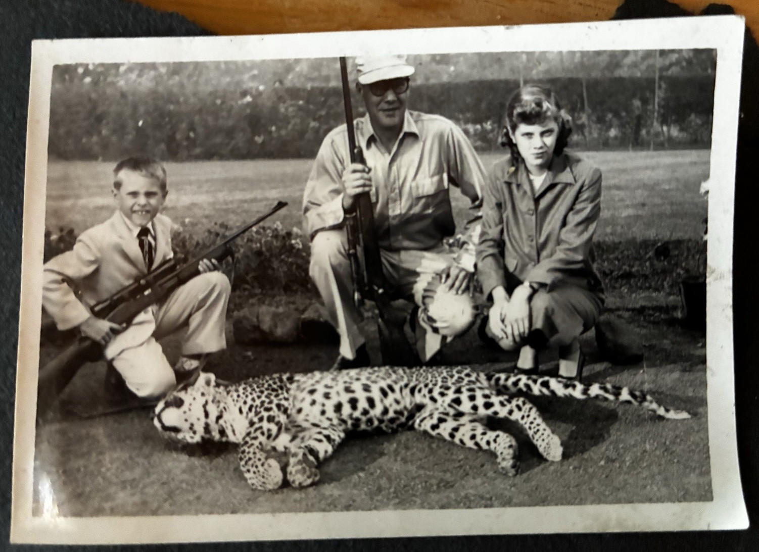 Rare 1950s Indian India Leopard Hunt ORIGINAL B&W PHOTO Hunting Rifles