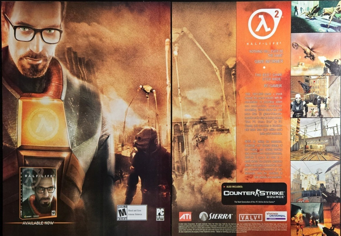 2004 Half-Life 2 Counter-Strike Source PC Video Game Valve Promo 2pg  Print Ad
