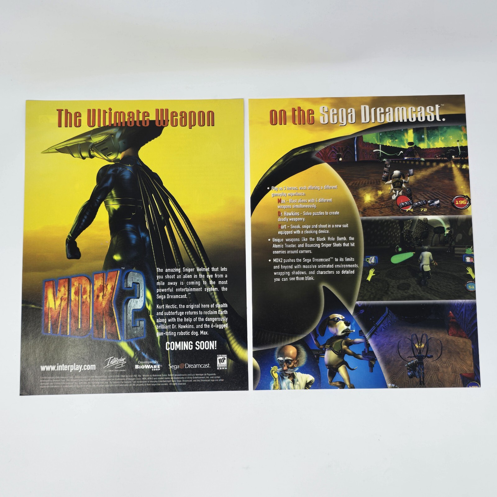 MDK 2 Sega Dreamcast Interplay 3 Weapon Print Ad/Poster Official Promo Art