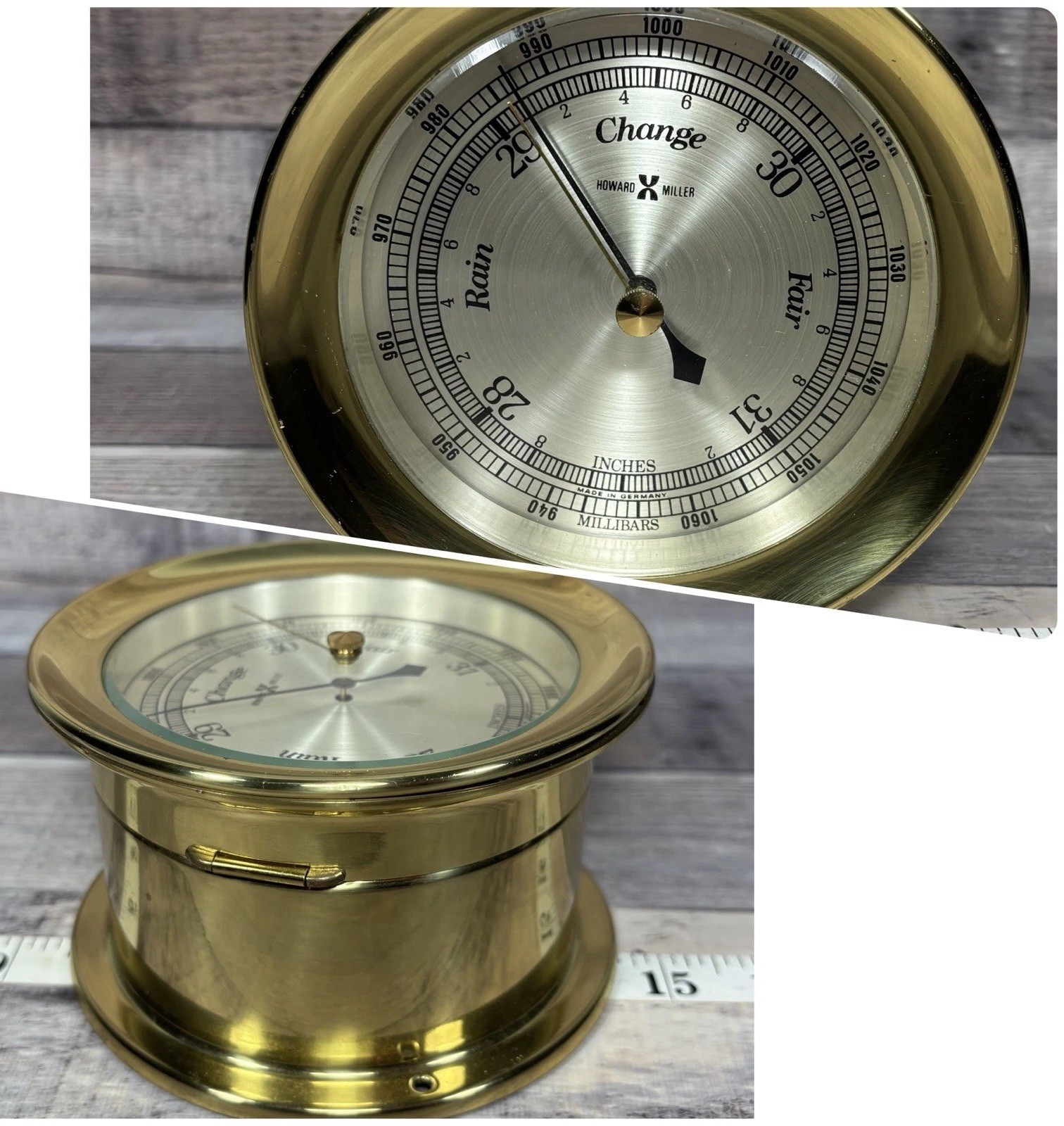 Vintage HOWARD MILLER Ship's Barometer Weather Station West Germany Heavy