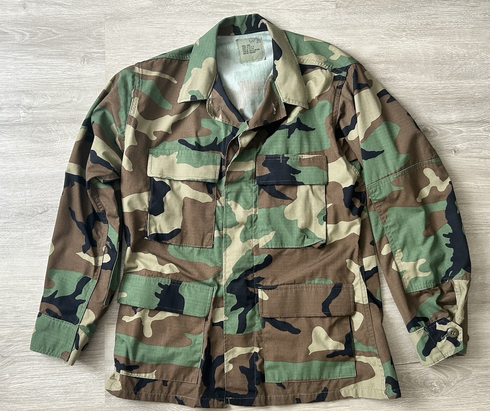USGI Small Short Hot Weather Woodland BDU Jacket 50/50 NyCo Ripstop