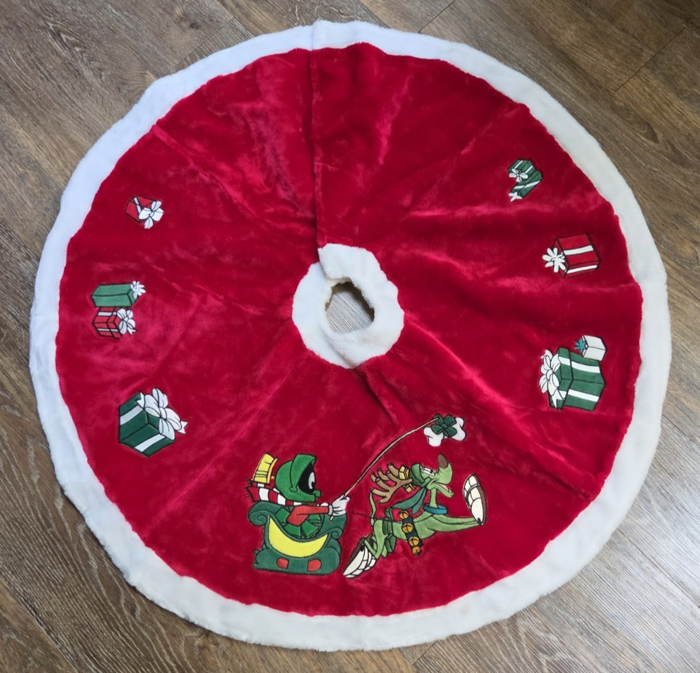 RARE @1998 Looney Tunes Marvin the Martian K-9 Christmas Tree Skirt Warner Bros