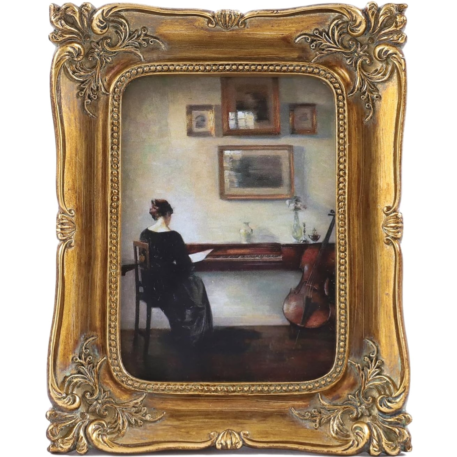 SIKOO 2.5x3.5 Vintage Picture Frame Small Antique Ornate Bronze Gold Photo Frame