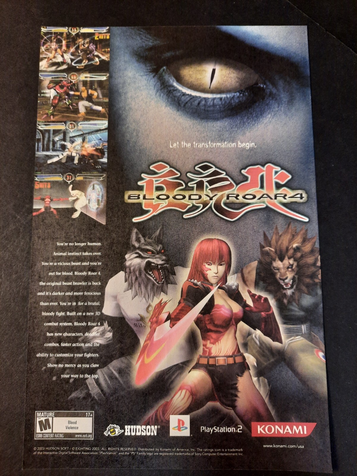 2003 BLOODY ROAR 4 Komani PS2 Playstation Video Game artwork ~ Print Ad/Ad Page