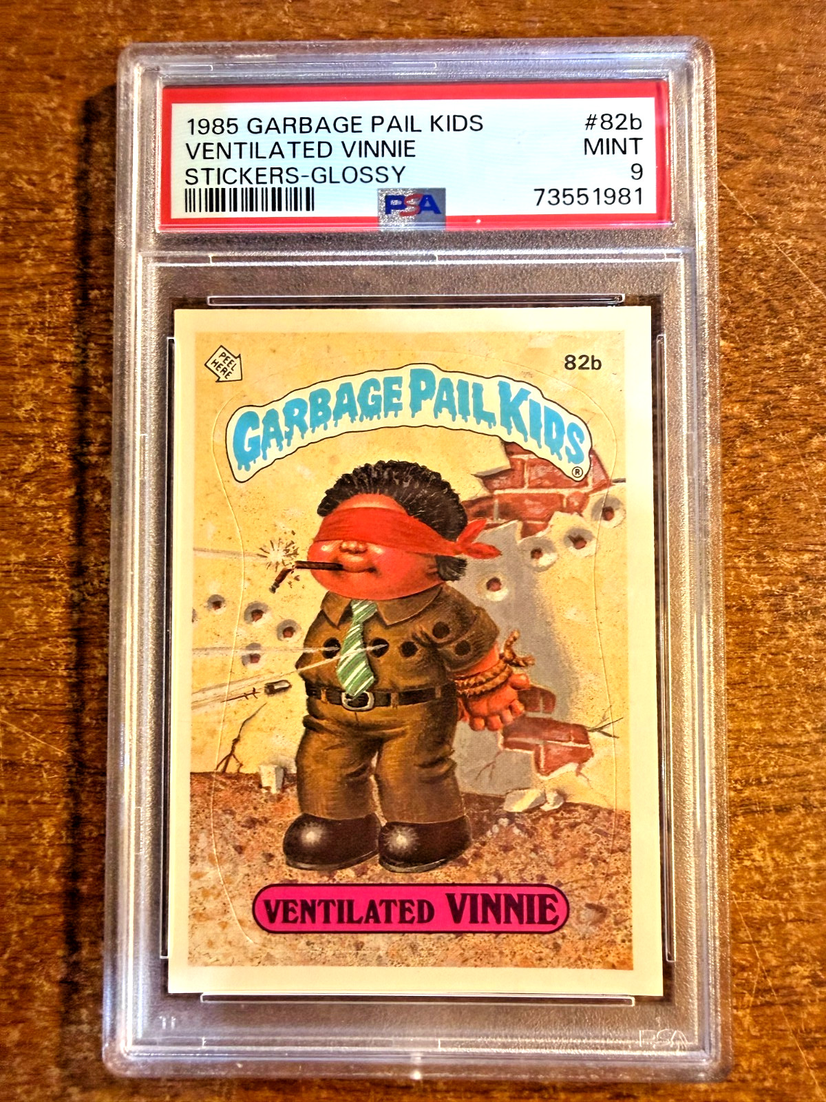 VENTILATED VINNIE 1985 Topps Garbage Pail Kids Series 2 OS2 82b GLOSSY PSA 9