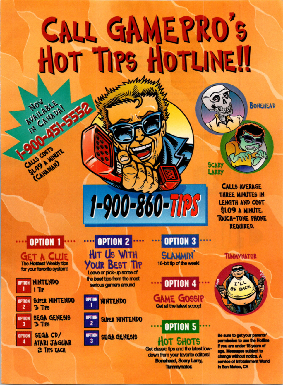 GamePro Hot Tips Hotline Vintage 90s Video Game Magazine Ad Print