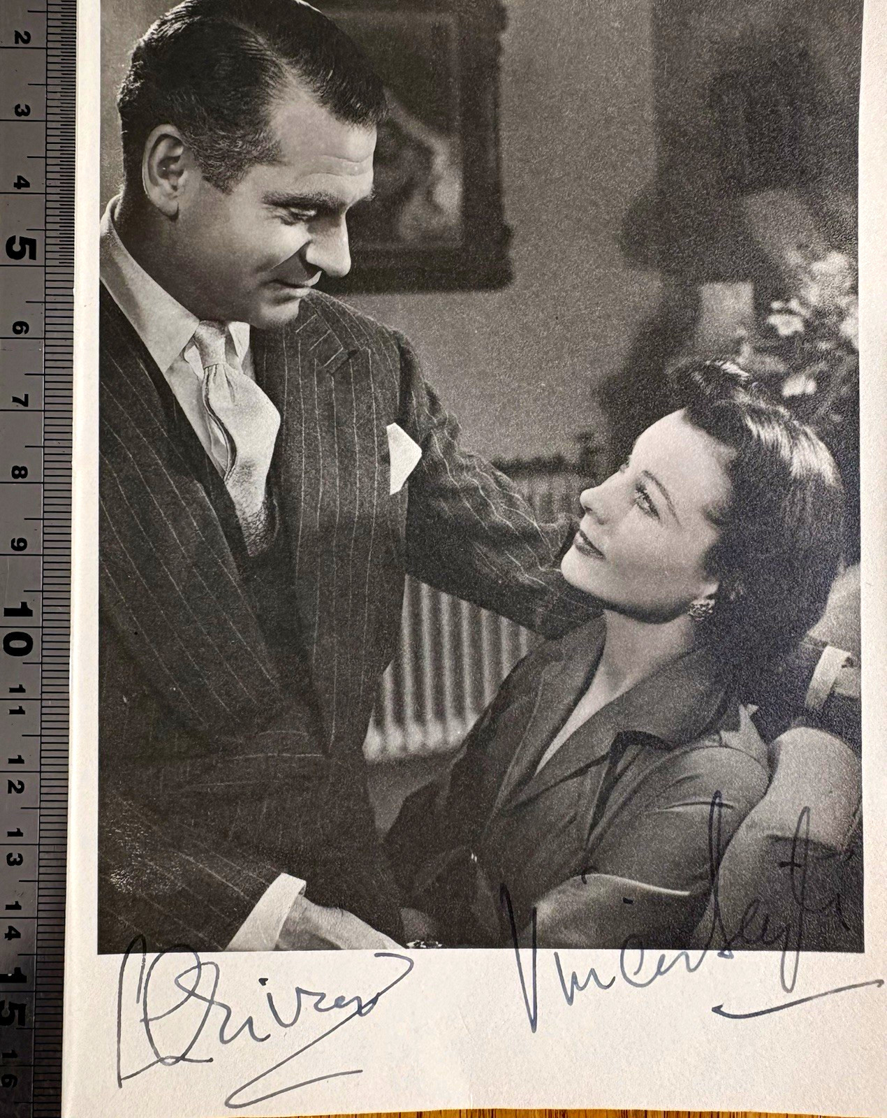 Laurence Olivier / Vivien Leigh / Gone With The Wind. / Rare Hand Signed Photo 