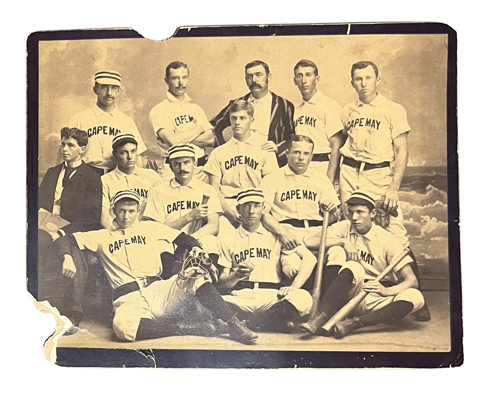 Antique 1880's - 1890's Cape May Capes Collegians Baseball Team Cabinet Photo NJ