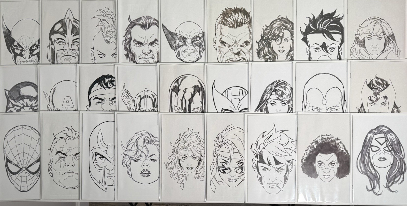 HUGE MARK BROOKS SET 1:50 Head Sketches Entire Set VF/NM LOT 27 All Characters