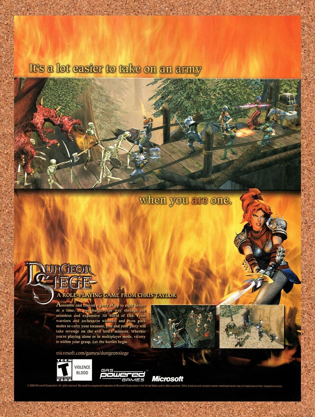 2002 Dungeon Siege PC Original Advertisement / Retro Promo v1
