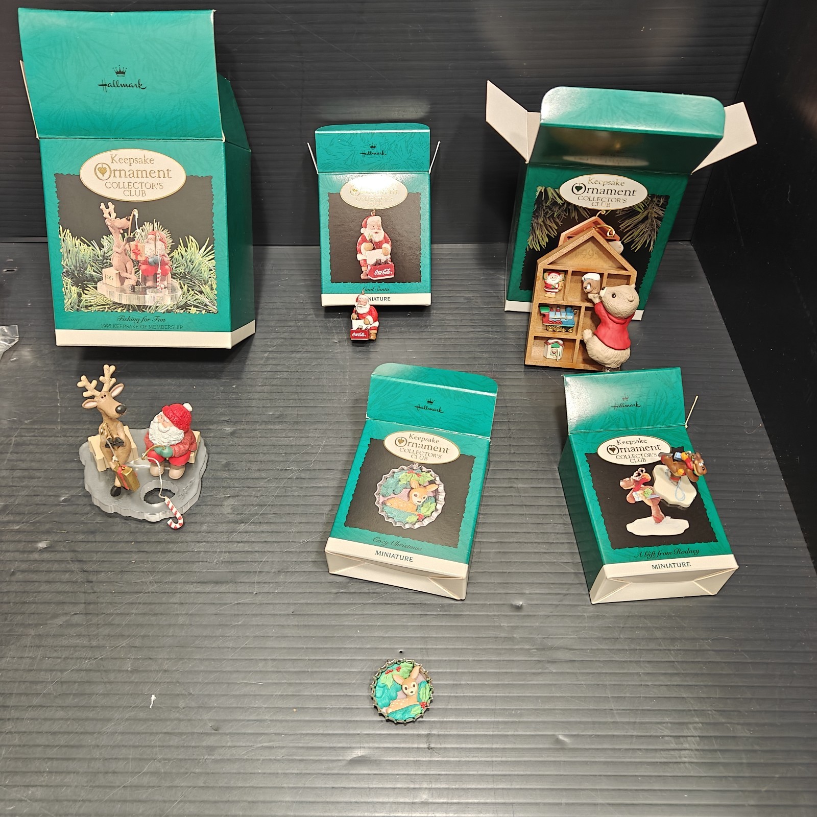 Lot 5 Vintage Hallmark Keepsake Collector's Club Ornaments 1993 1995 w/ Boxes