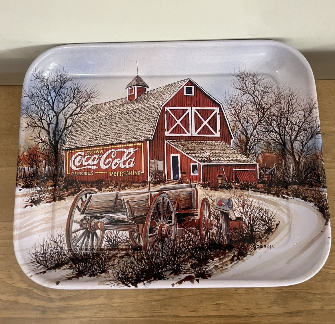 COCA-COLA Red Barn Metal Tray by Jerold Bishop 2004 Barns of Our Past
