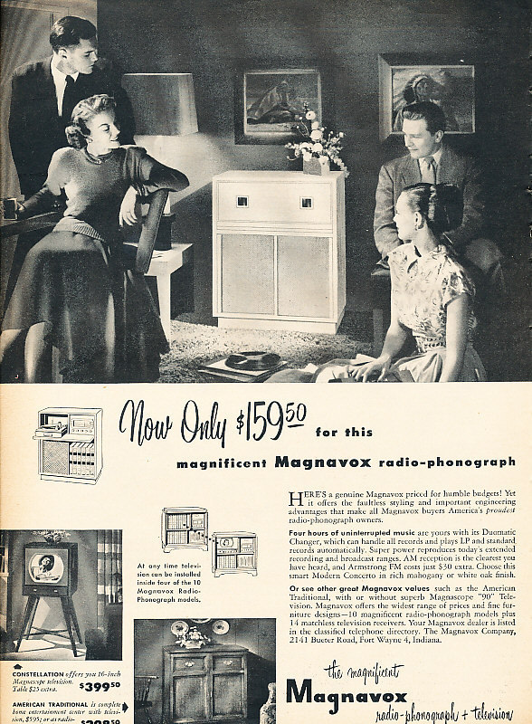 1949 Magnavox Radio Phonograph Television Vintage Advertisement Print Ad J519