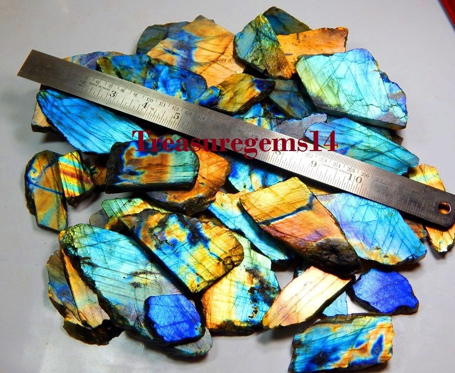 1260Crt NATURAL MULTI FIRE LABRADORITE SPECTROLITE ROCK ROUGH TILE SLAB GEMSTONE