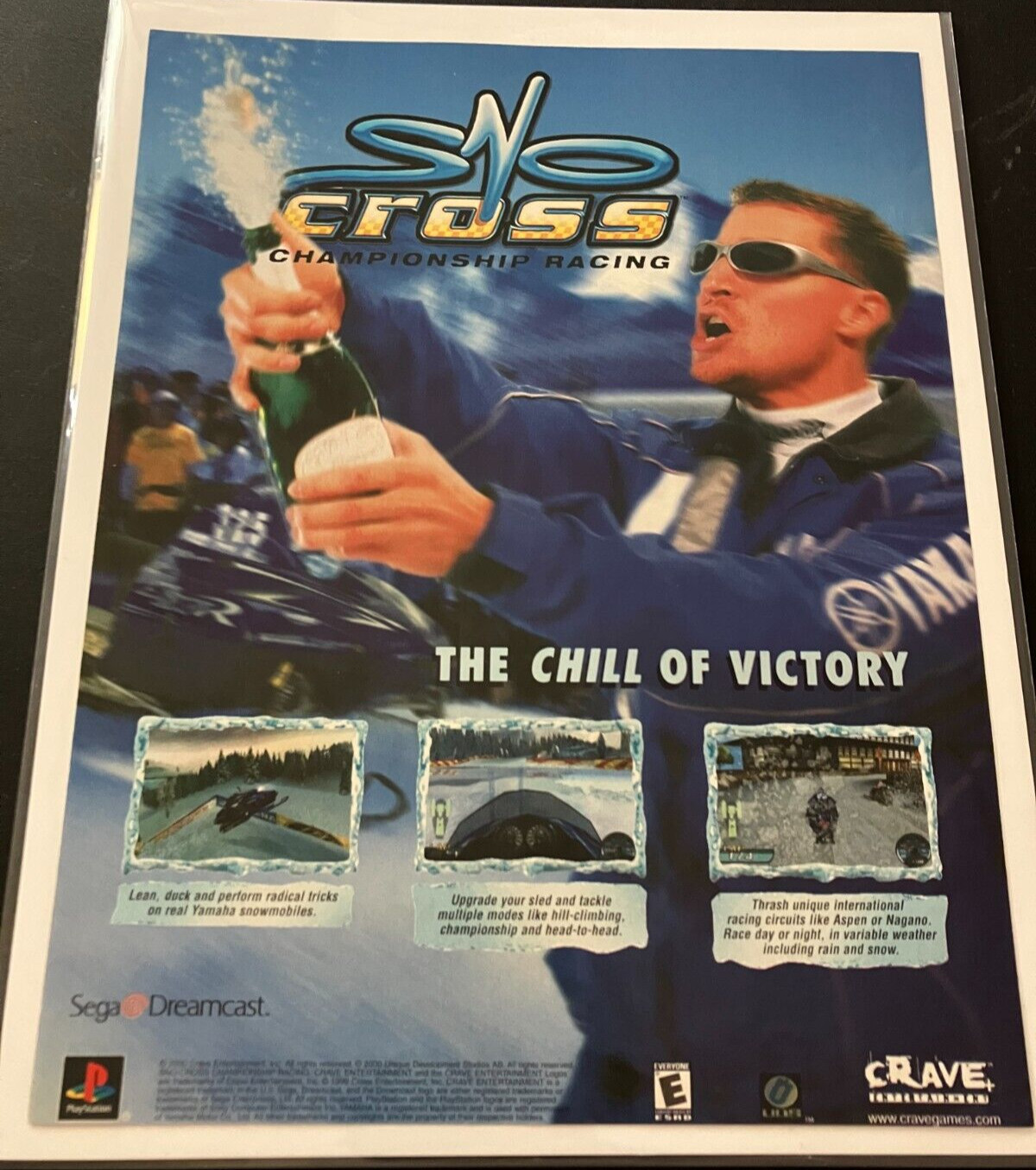 Sno-Cross Championship Racing - Vintage Snowmobile Gaming Print Ad / Wall Art