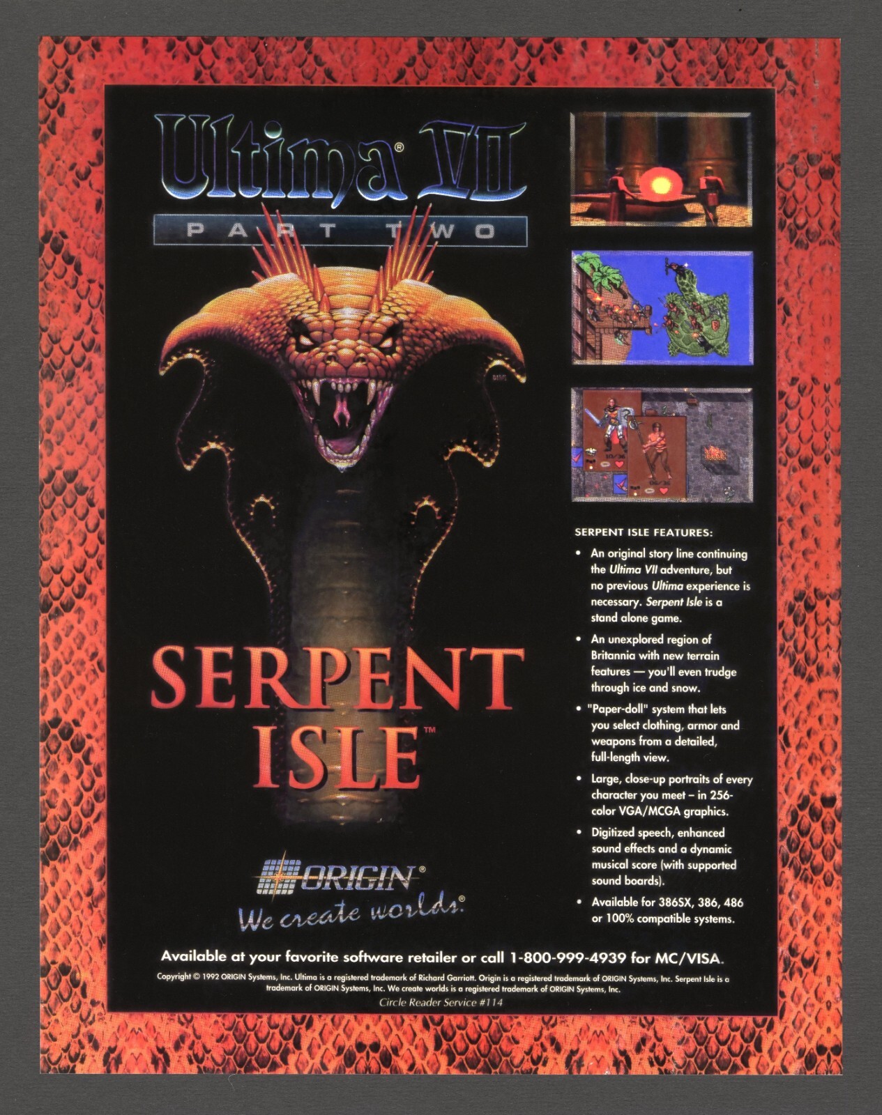 Ultima VII 7 Part 2 Two Serpent Isle PC Game Big Box Promo Ad Art Print Poster