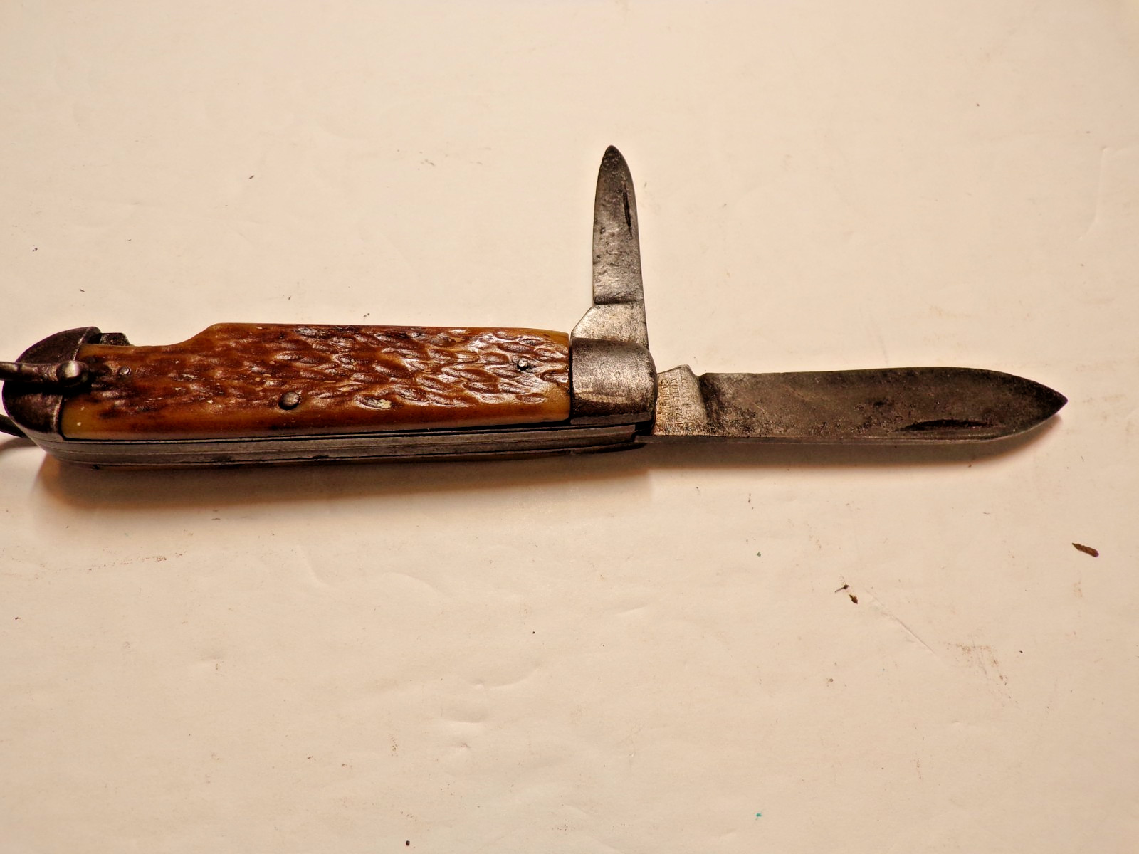 1930's-40's Camillus Cutlery Co Camillus NY USA 4 Line Stamp Bone Pocket Knife