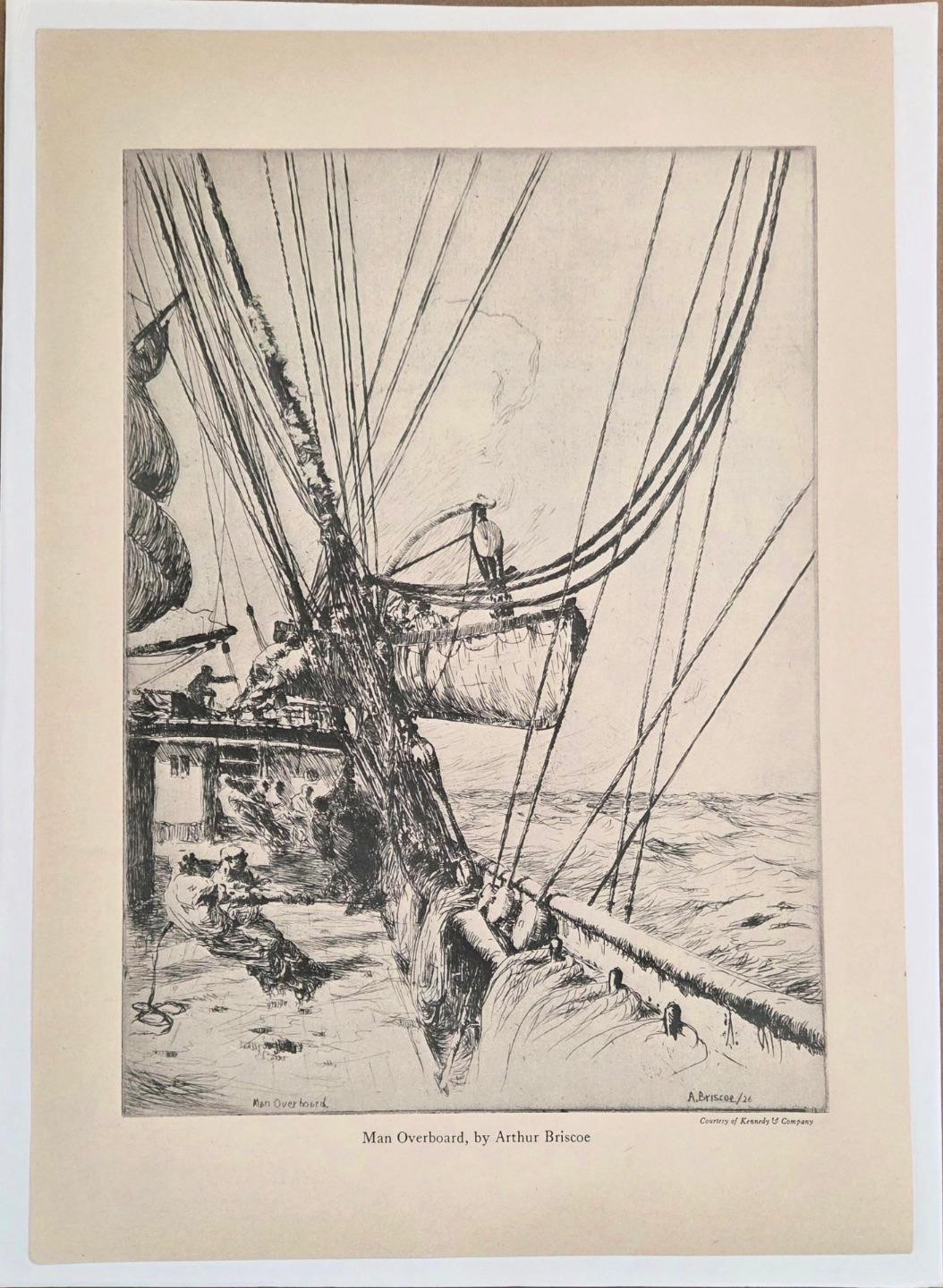 1927 Etching Man Overboard Arthur Briscoe Valley Farm Andrew Butler Magazine Pge