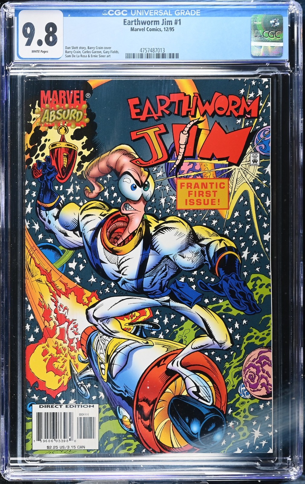 Earthworm Jim #1 CGC 9.8 Marvel 1995 Dan Slott Story Video Game Adaptation