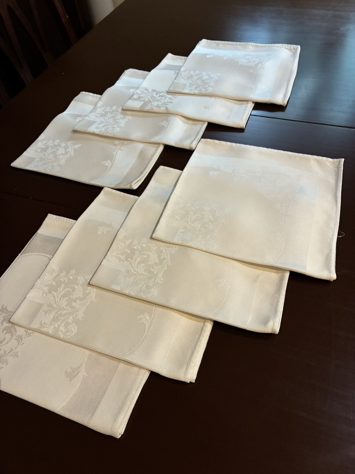 8 Vintage Double Damask Linen Napkins 18.5\