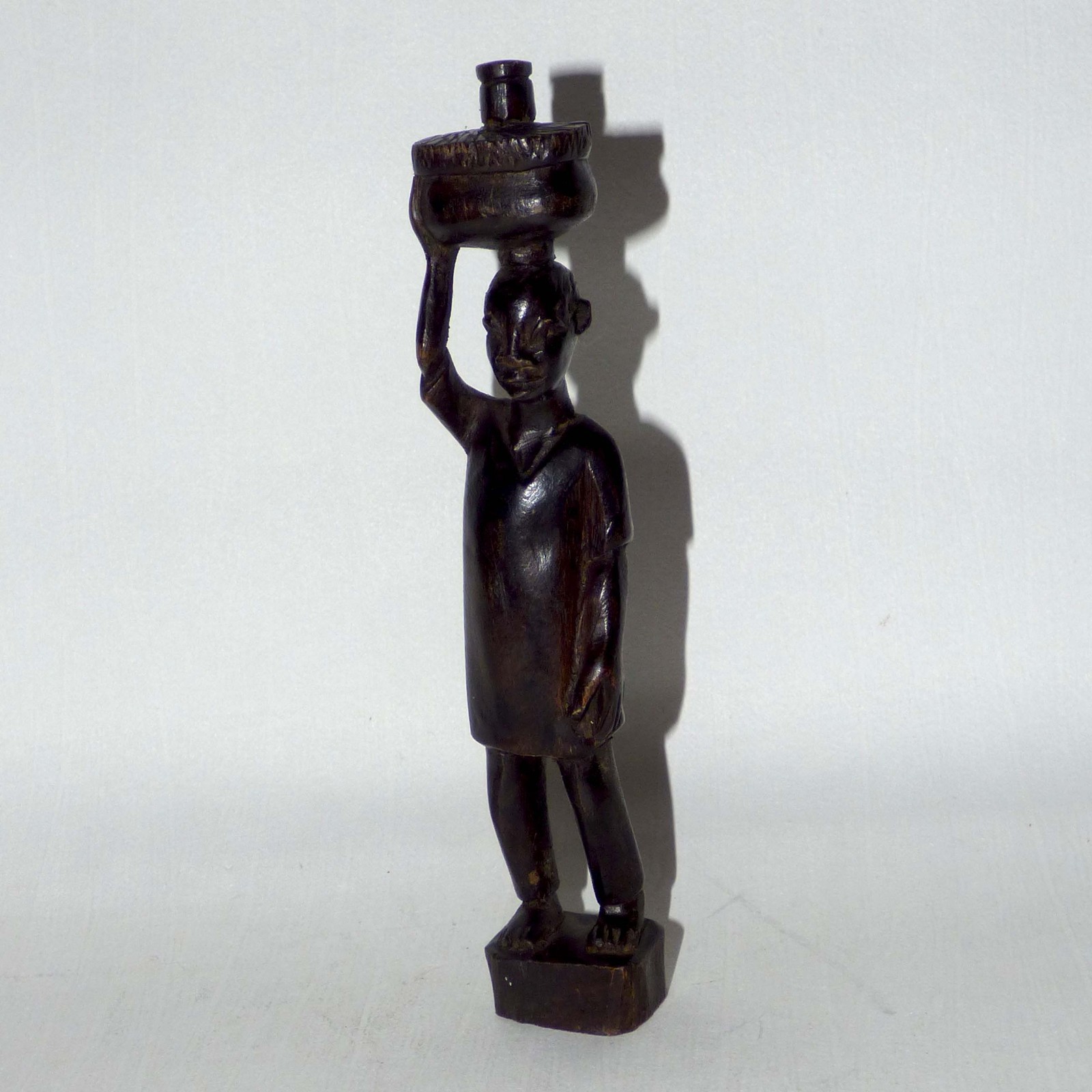 Vintage Handmade East African Ebony Wood Carving Water Carrier Figure