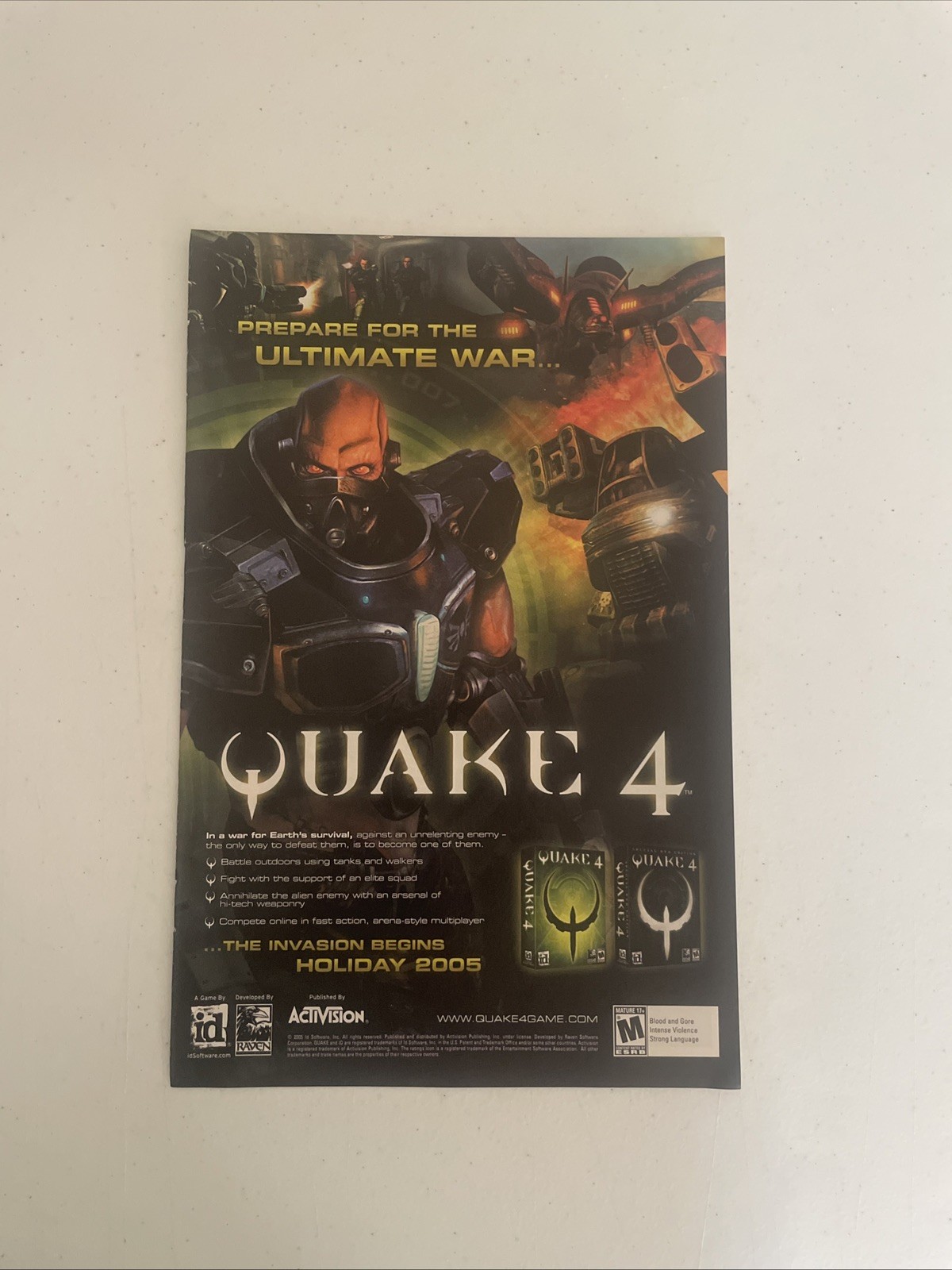 2005 Quake 4 Video Game Print Ad Wall Art Vintage Activision Gaming Nostalgia