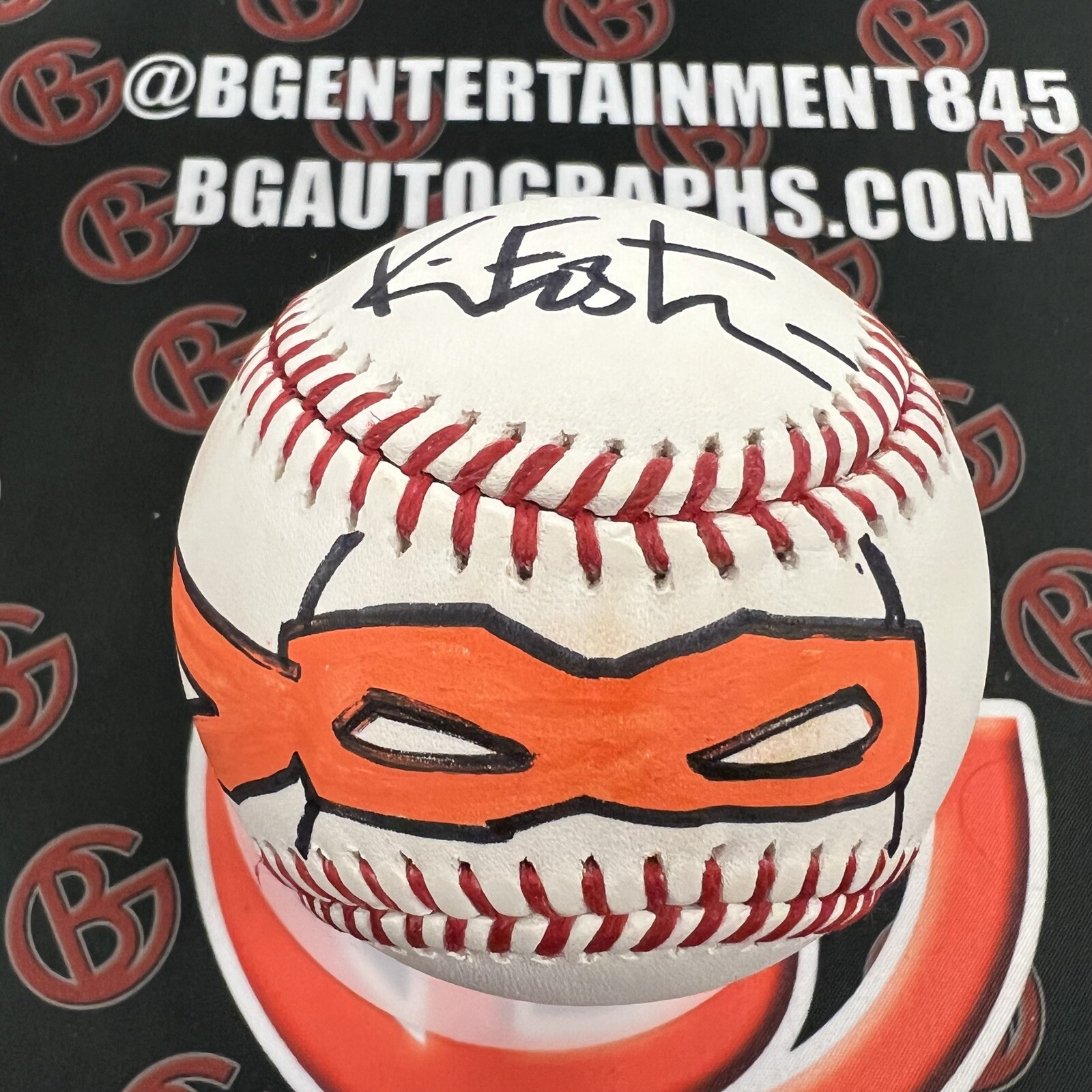 TMNT Kevin Eastman Signed & Sketched Baseball Michaelangelo Ninja Turtles BG COA