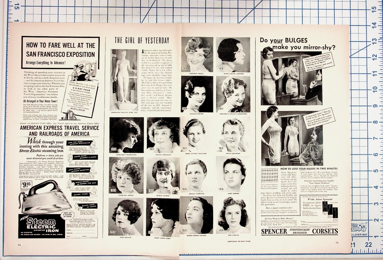 1930s Fashion Ephemera Magazine Spread Girl Yesterday Tomorrow Corsets Ads