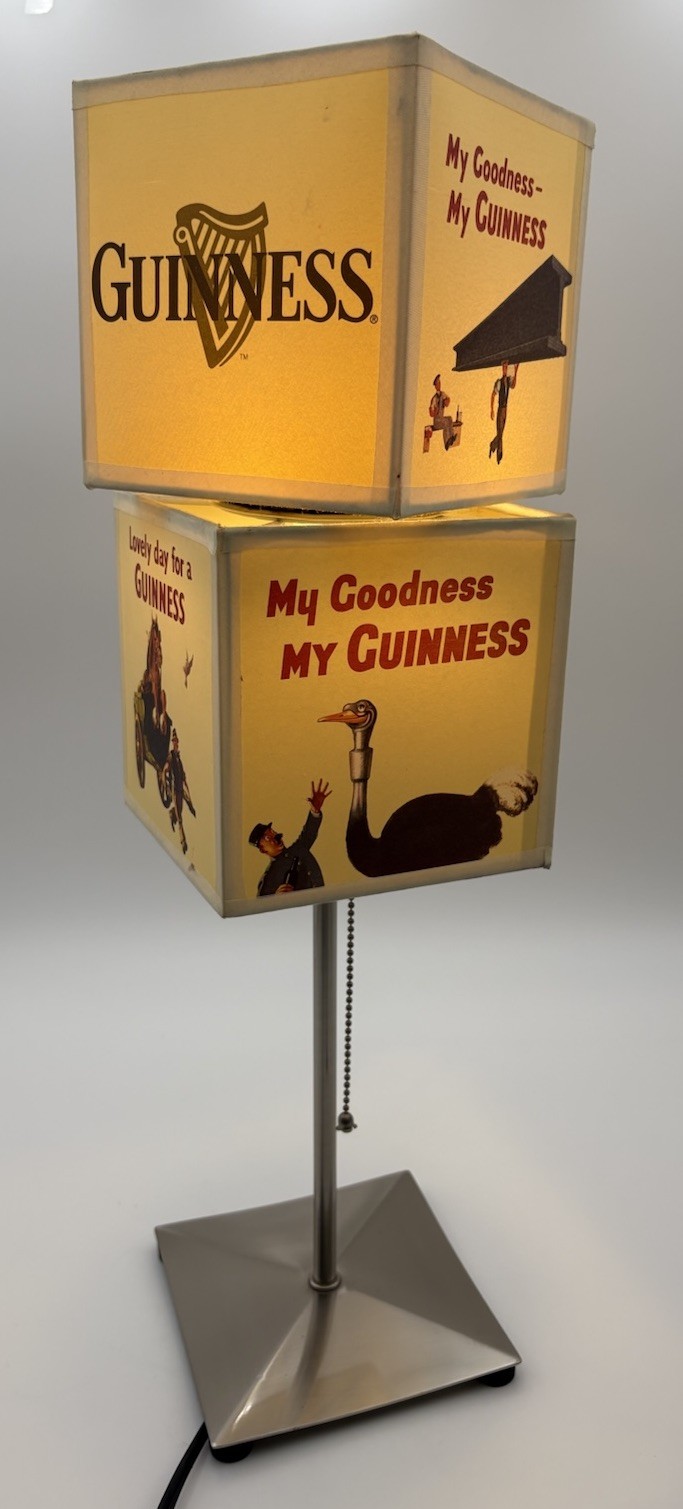Vintage Guinness Beer Lamp 23” W/ Rotatable Double Box Shade ~ Tested Works