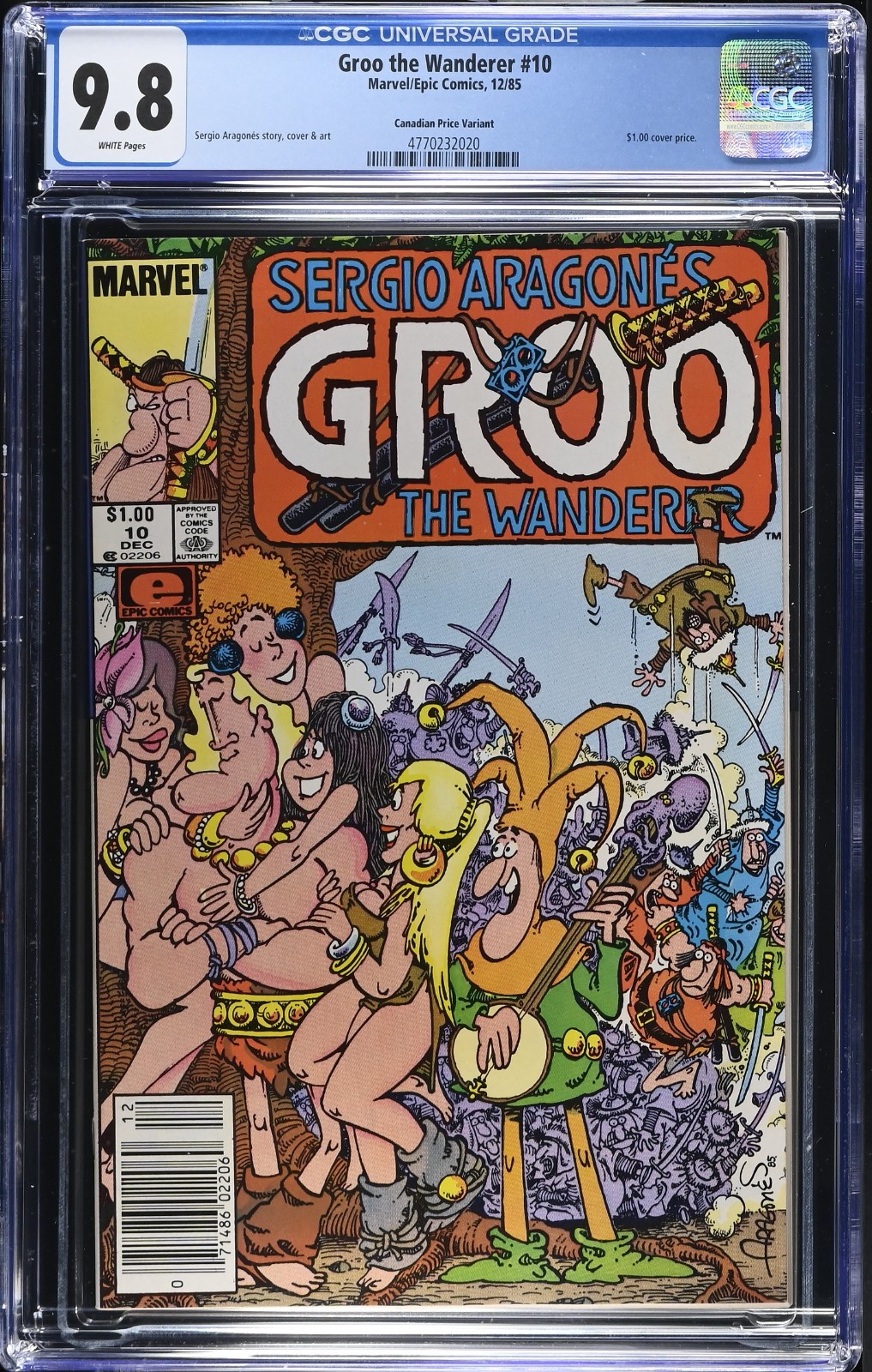 Groo the Wanderer 10 CGC 9.8 NM/M Canadian Price Variant  Marvel/Epic 1985