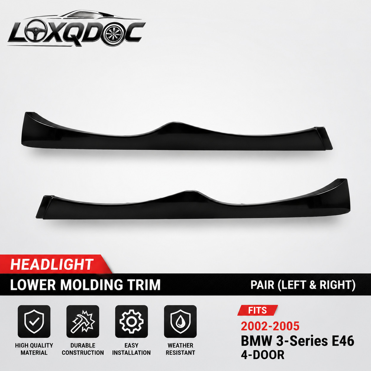 Headlight Lower Molding Trim PAIR fits 2002-2005 BMW 3-Series E46 4-DOOR