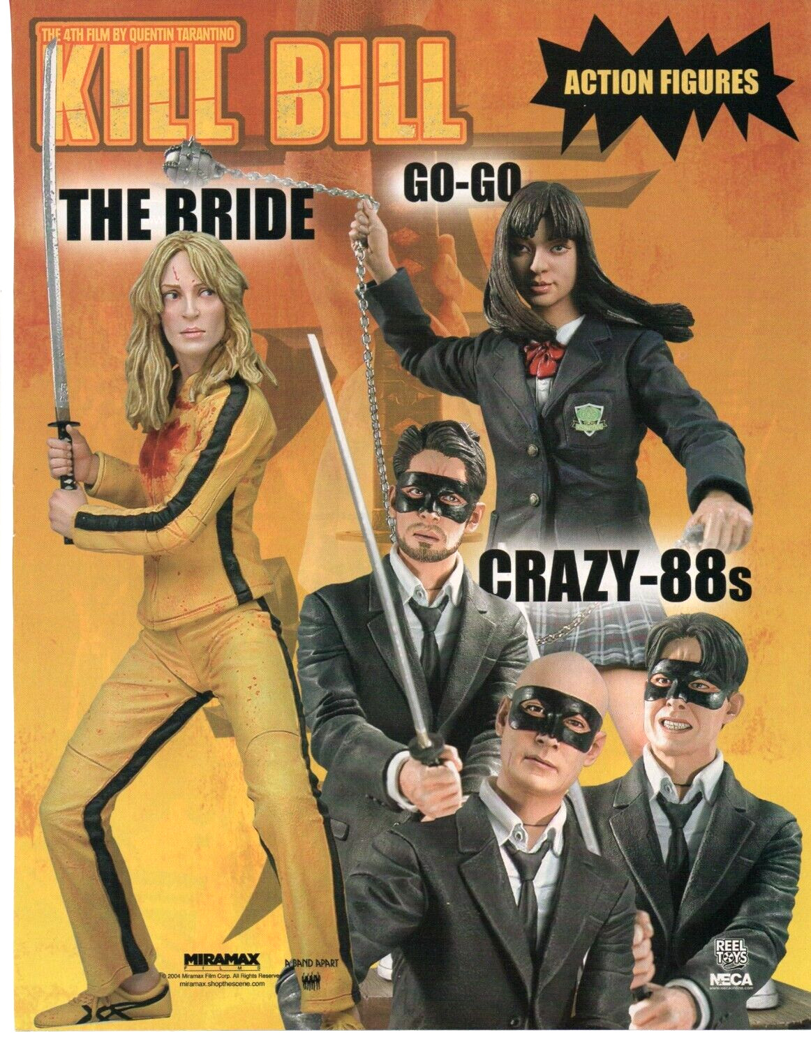 2004 Action Figures Toy PRINT AD ART - KILL BILL - The Bride Go-Go Crazy - 88s