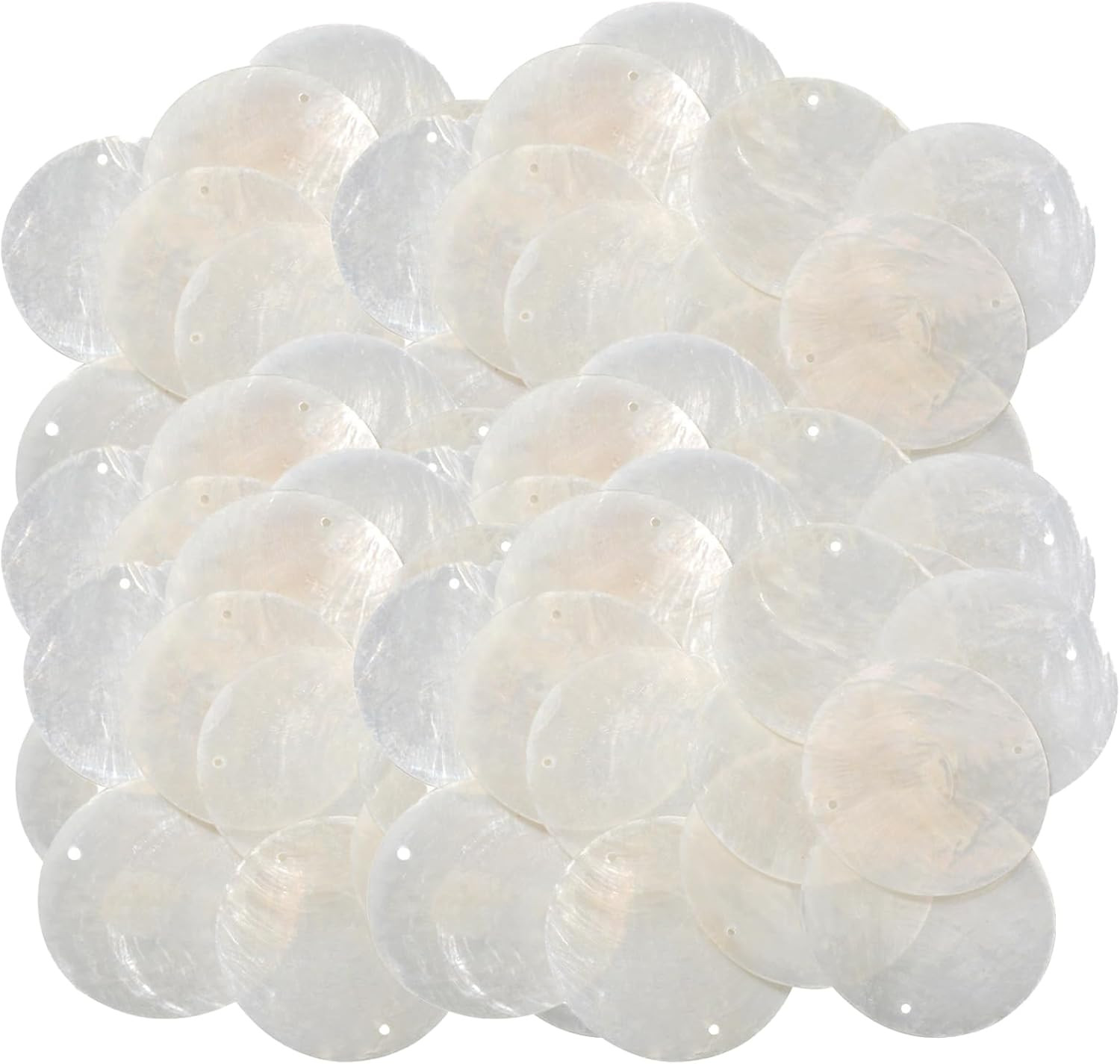120 Pcs 2-Inch round Natural Capiz Shells with 2 Holes for Crafts & Decor