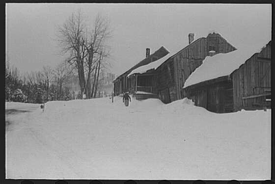 Photo:Woodstock Vermont Snow Storm Farmhouse 1930s Winter FSA Photograph