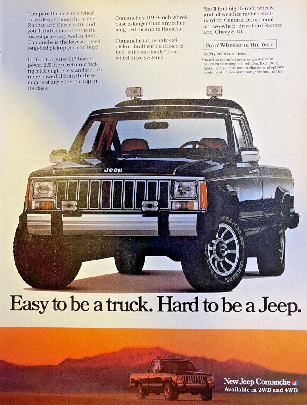 Magazine Advertisement 1986 Jeep Comanche 2WD & 4WD