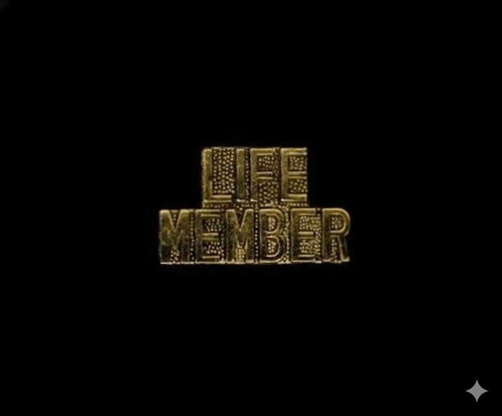U.S. Military LIFE MEMBER Script Gold Tone Lapel Pin
