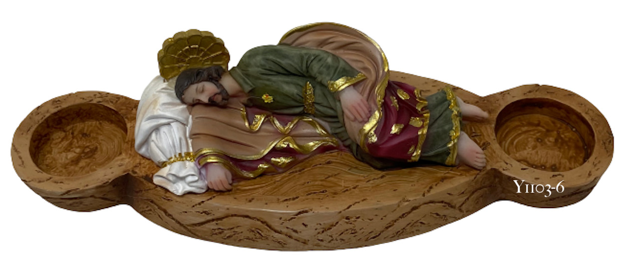 San Jose Dormido Y1103-6 Con Base De Velas 6 inches