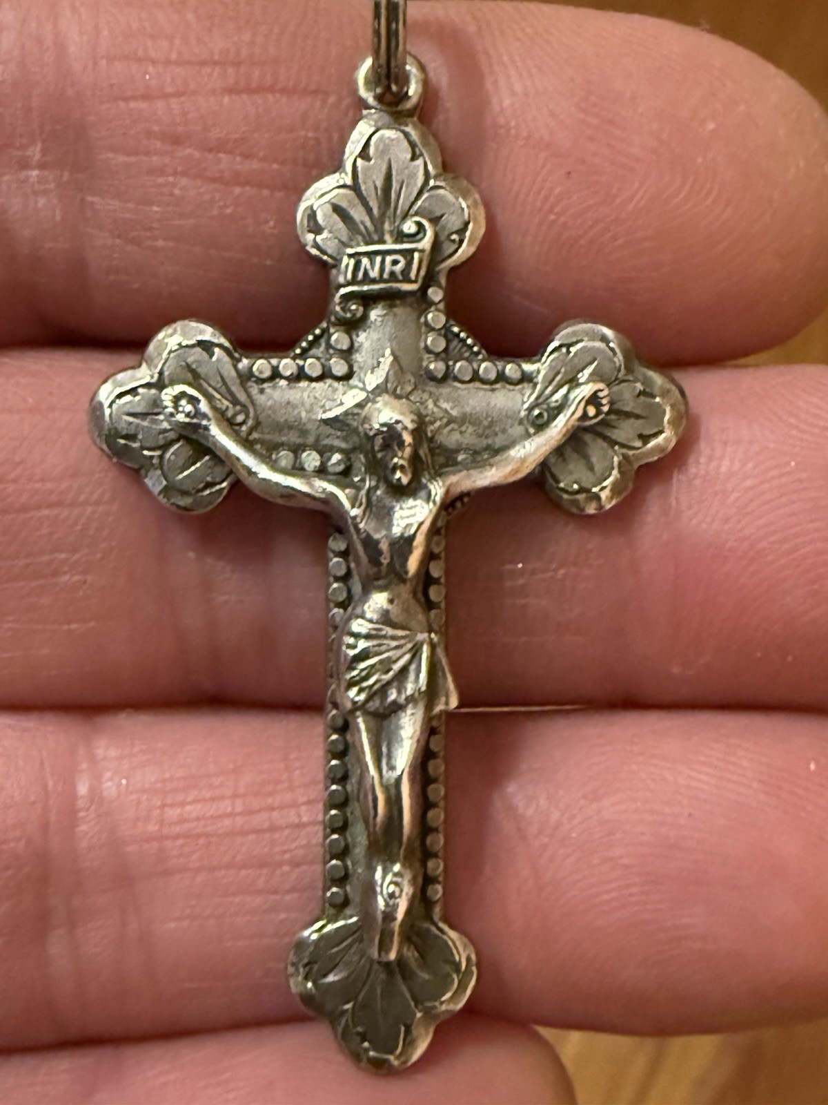VTG 1958 Crucifix Cross Creed Sterling Silver Pendant