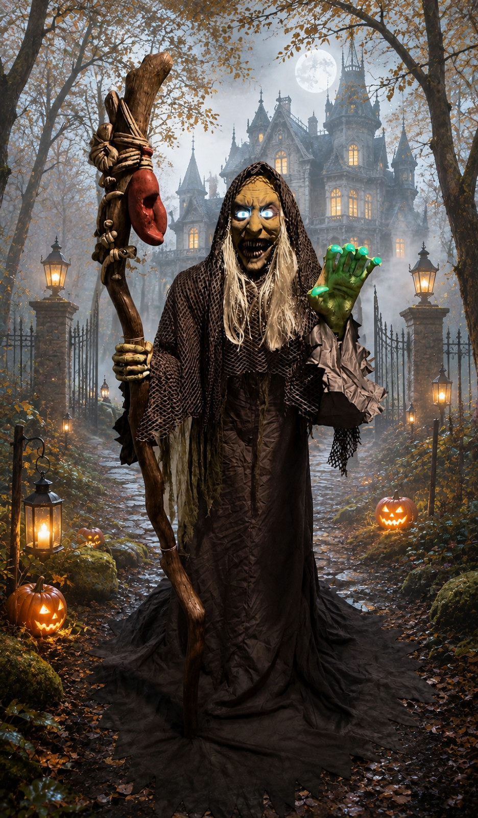Halloween Ethel the Sea Witch Haunted Harbor Servo Animatronic LED Prop NEW