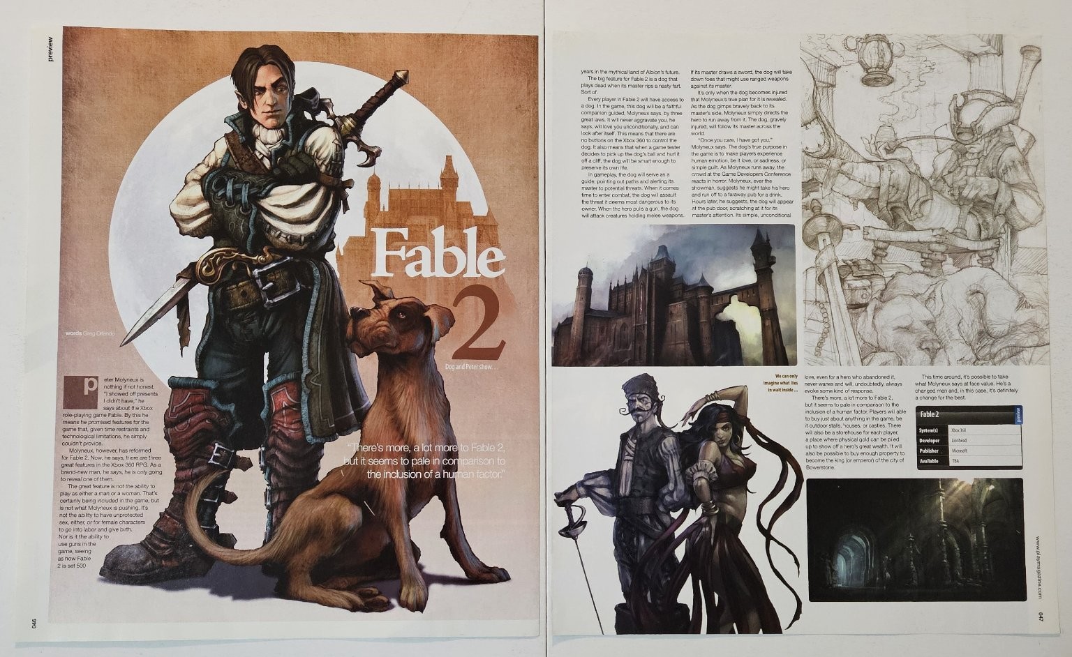 Fable 2 Xbox 360 Video Game Magazine Ad Article 2-Page Spread 2007