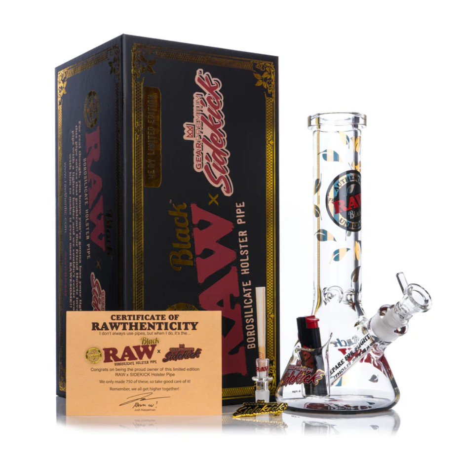 NEW RAW Sidekick Borosilicate Holster Pipe | Cone Pipe w/Lighter Holster & Bowl