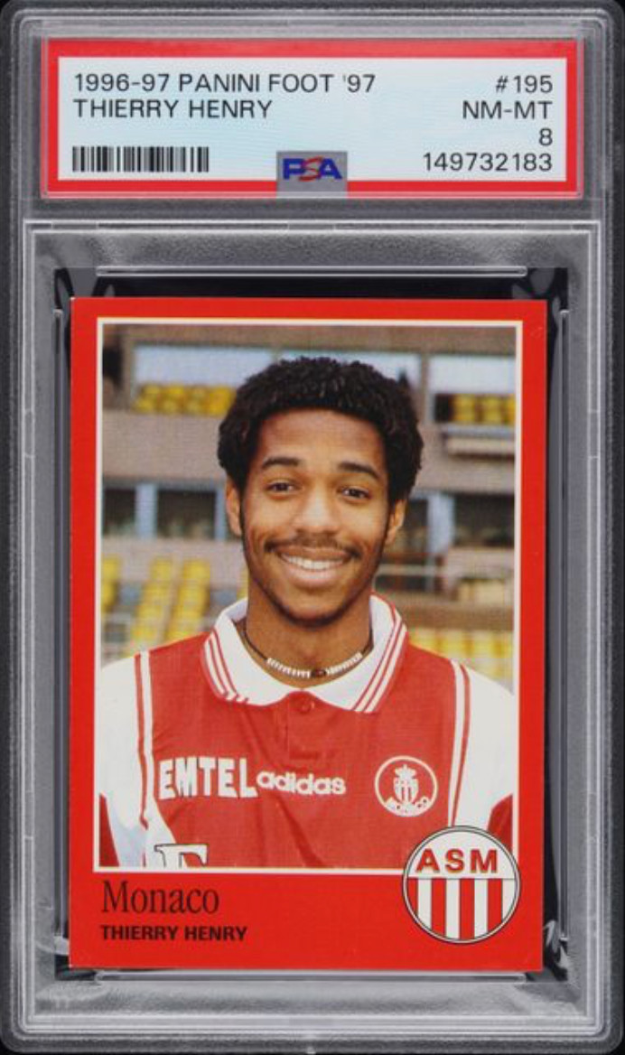 1997 Panini Foot Thierry Henry PSA 8 NM-MT Rookie